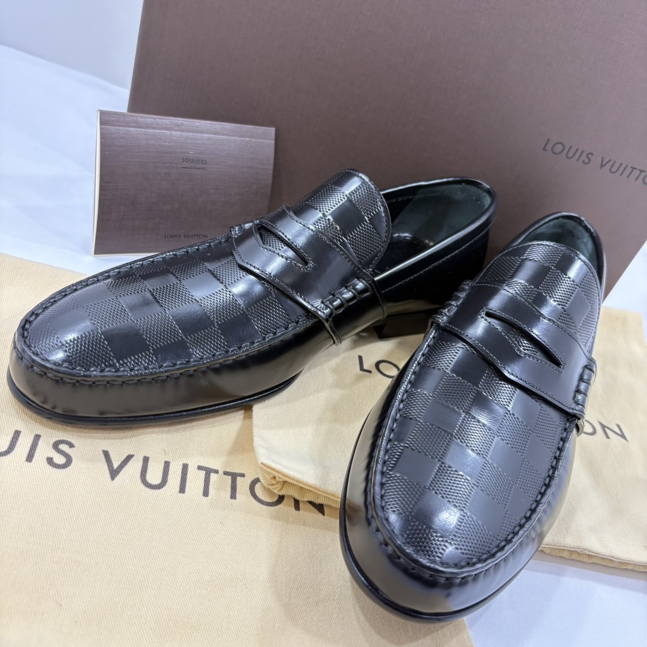 新品入荷 ルイヴィトン Vuitton Louis ダミエ 銀座屋 | 旧型 コインローファー 靴