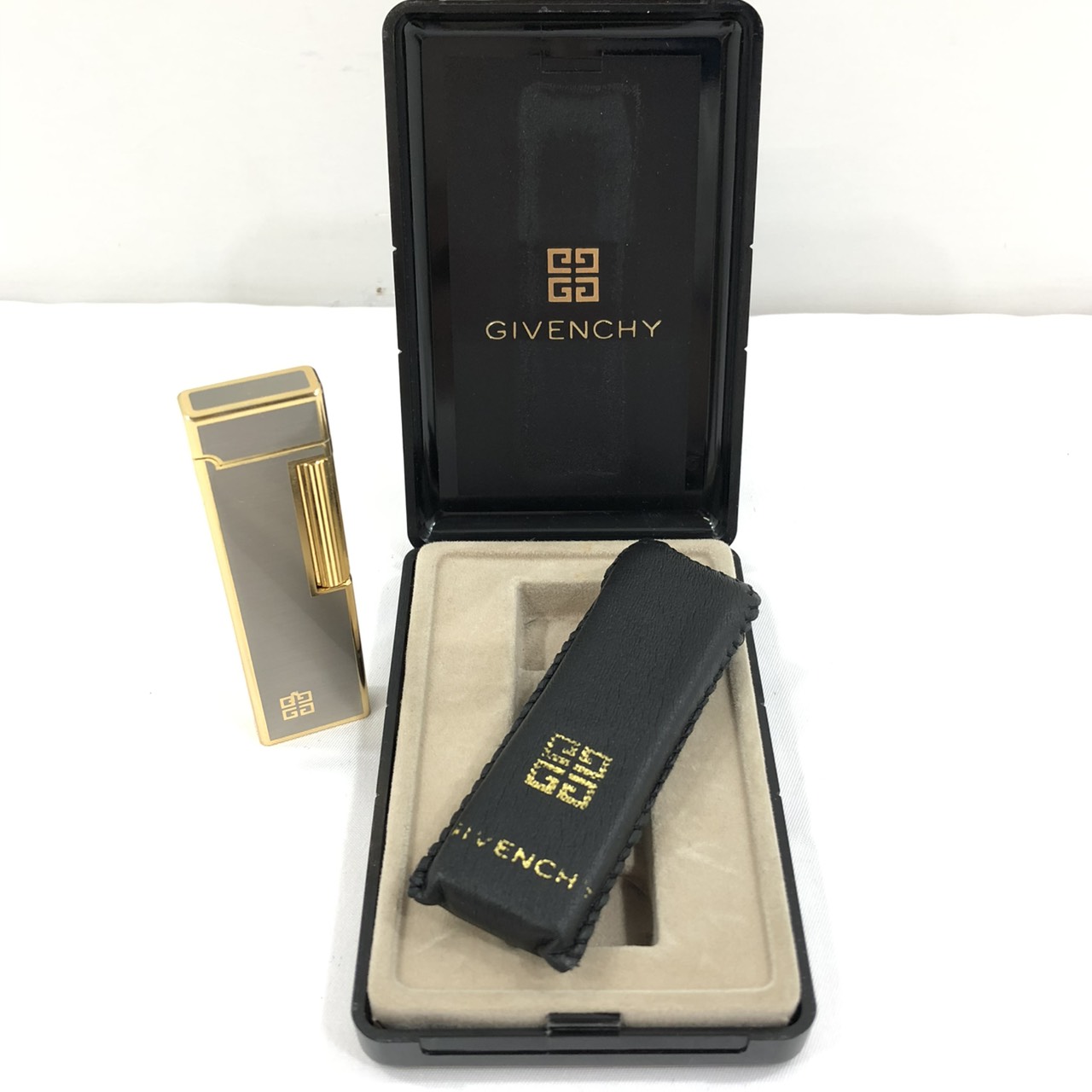 GIVENCHY ジバンシィ 9000 ガスライター ケース付き シルバー×ゴールド 