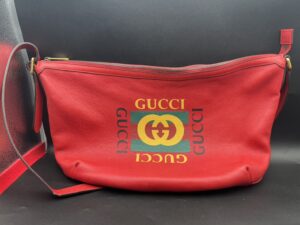 高田馬場 グッチ ロゴプリント レッド レザー ショルダーバッグ 買取